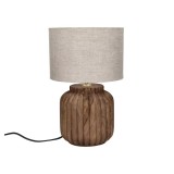 TABLE LAMP EDUSA SOLID S MANGO WOOD BROWN - TABLE LAMPS